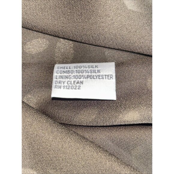 Talbots Dress Women 12P Brown Floral Silk Faux Wrap Tie Short Sleeve V-Neckline - Picture 12 of 12